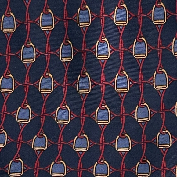 Paolo Gucci Necktie 100% Silk Classic Horse Bit Print Branded Crest Vintage - Picture 4 of 10